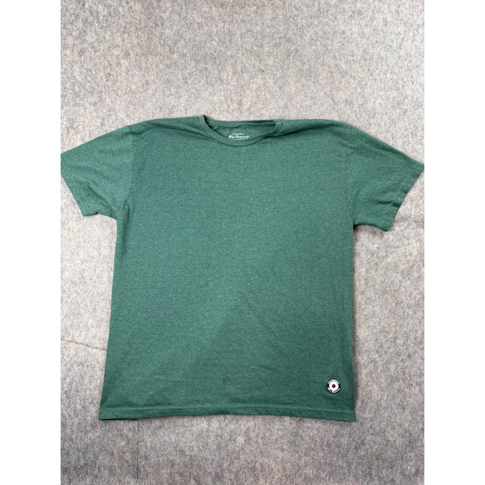 Ben Sherman T-Shirt Mens L Green Cotton Blend Crew Neck Target Logo Mod Classic